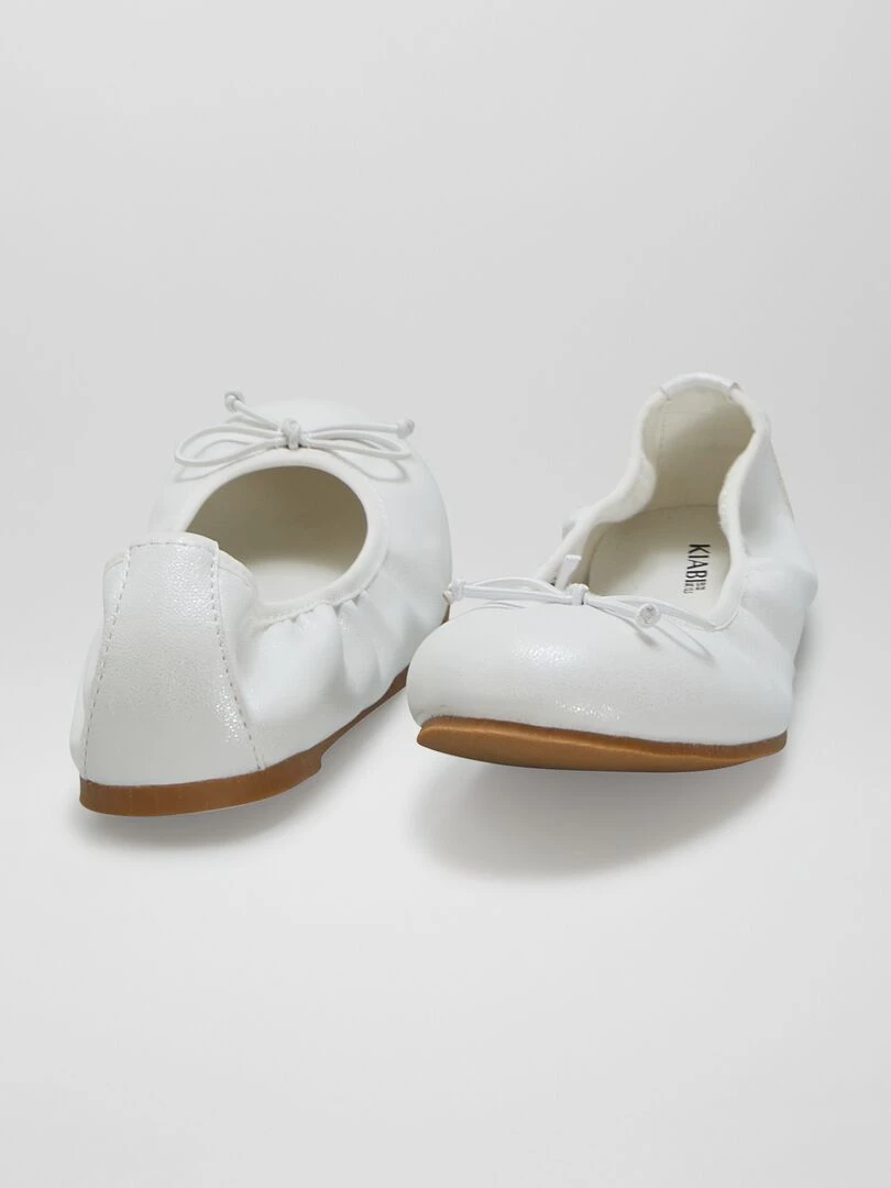 Ballerines avec nœud fantaisie   BLANC