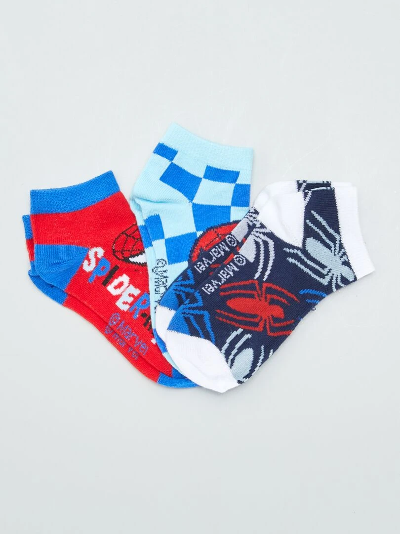 Lot de 3 chaussettes invisibles 'Spiderman' Bleu/rouge