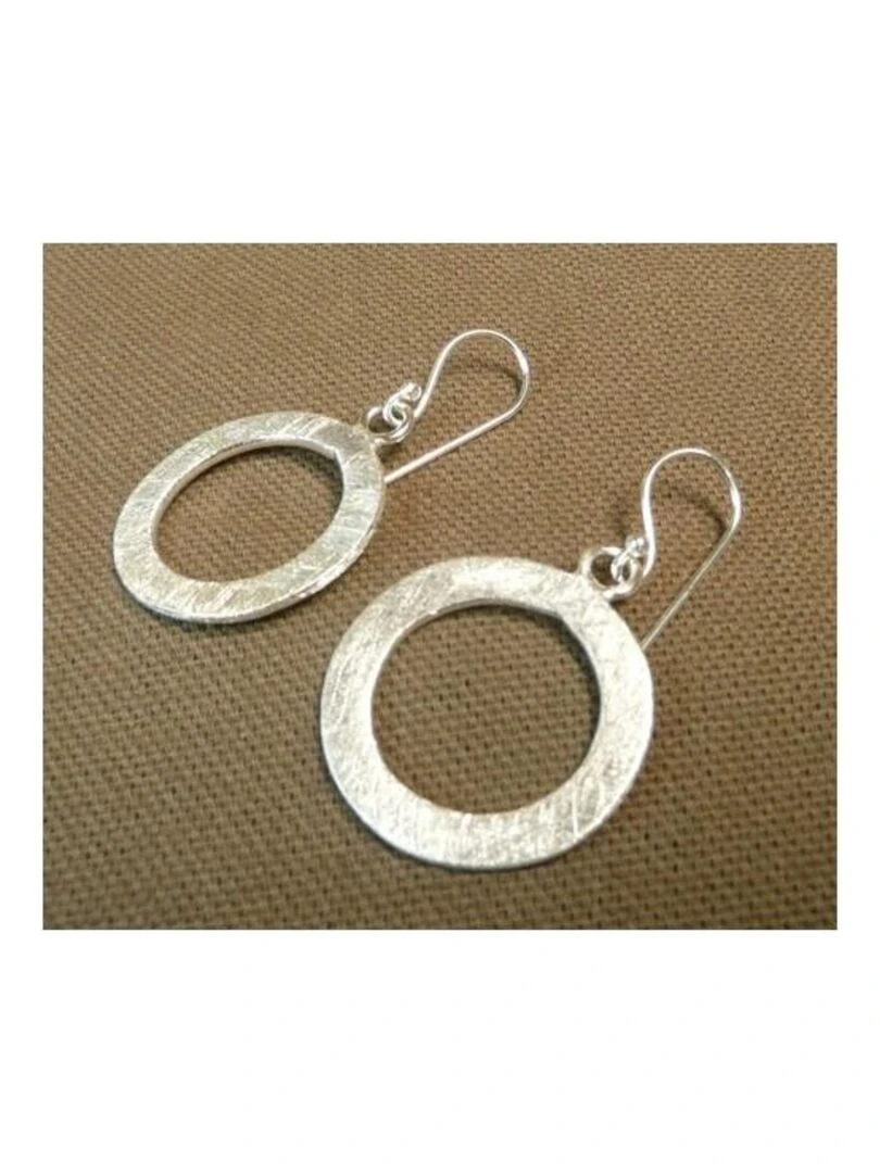 Boucles d'oreilles cercle en argent brossé Bijoucolor Argent