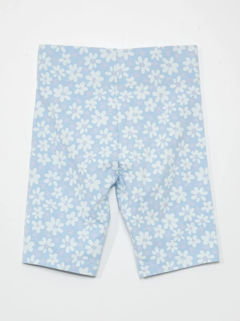 Short cycliste en coton stretch Bleu fleuri