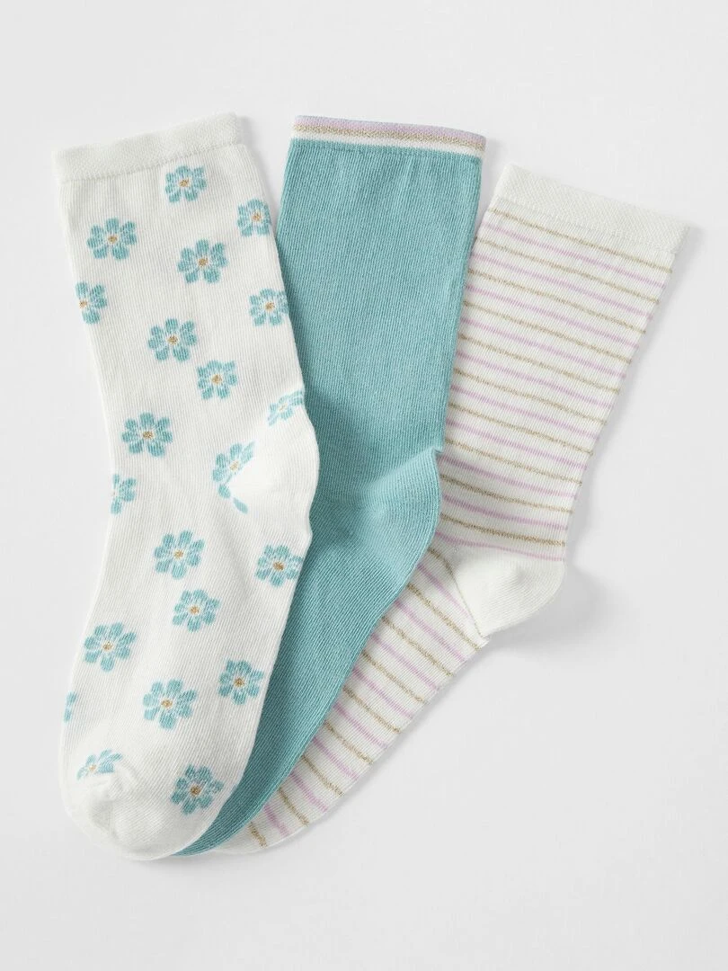Lot de 3 chaussettes fantaisie Damart Vert