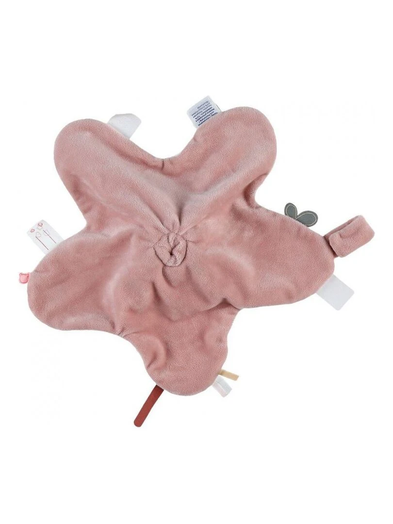 Doudou Attache Sucette À Étiquette Lapin Lina & Joy   Rose
