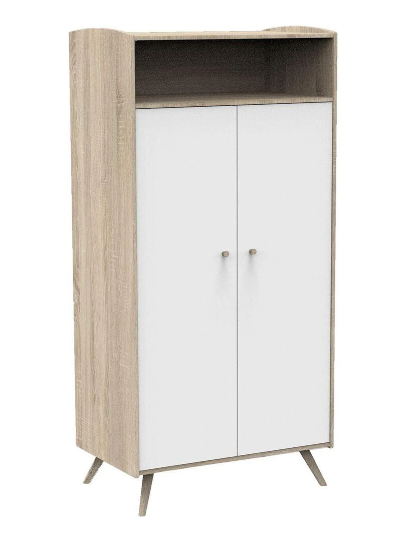 Armoire 2 portes et 1 niche SAUTHON Blanc Marron