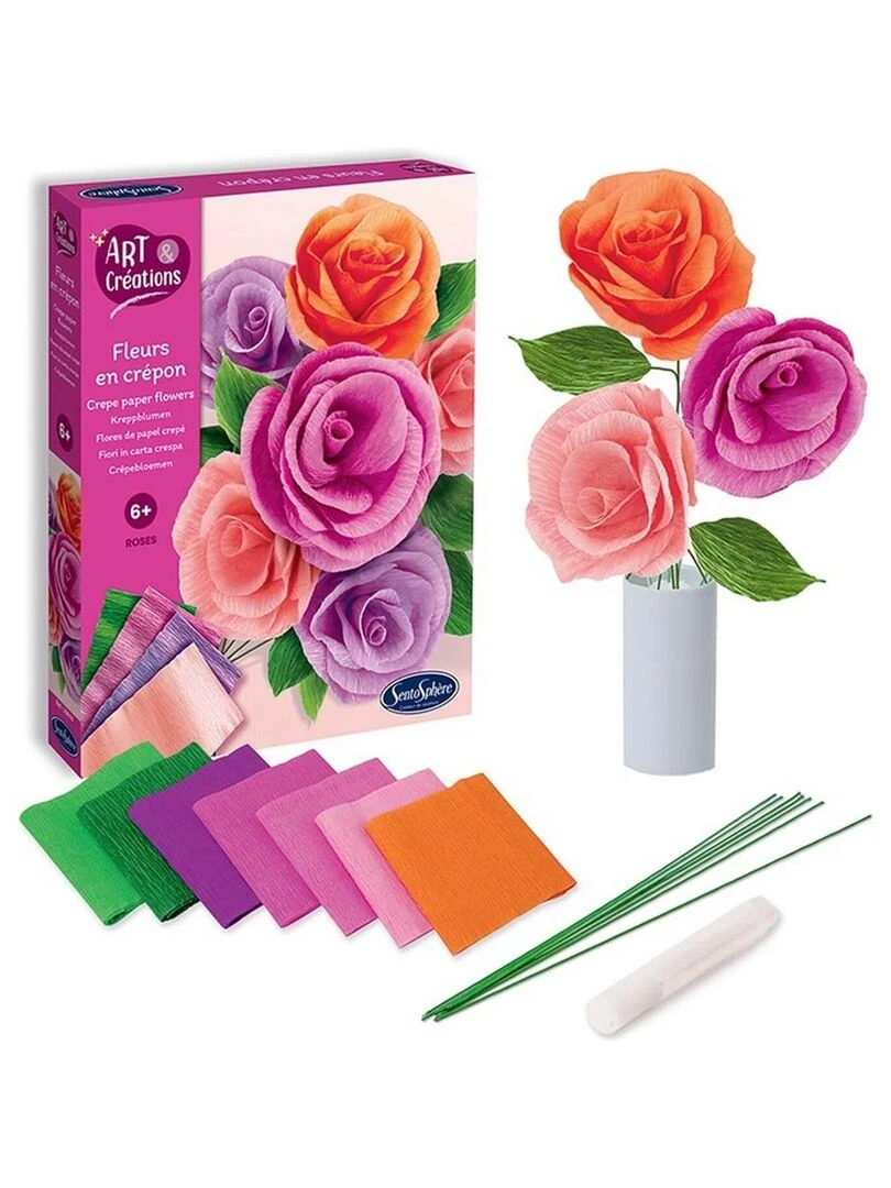 Fleurs en crepon Roses Art et creations N/A
