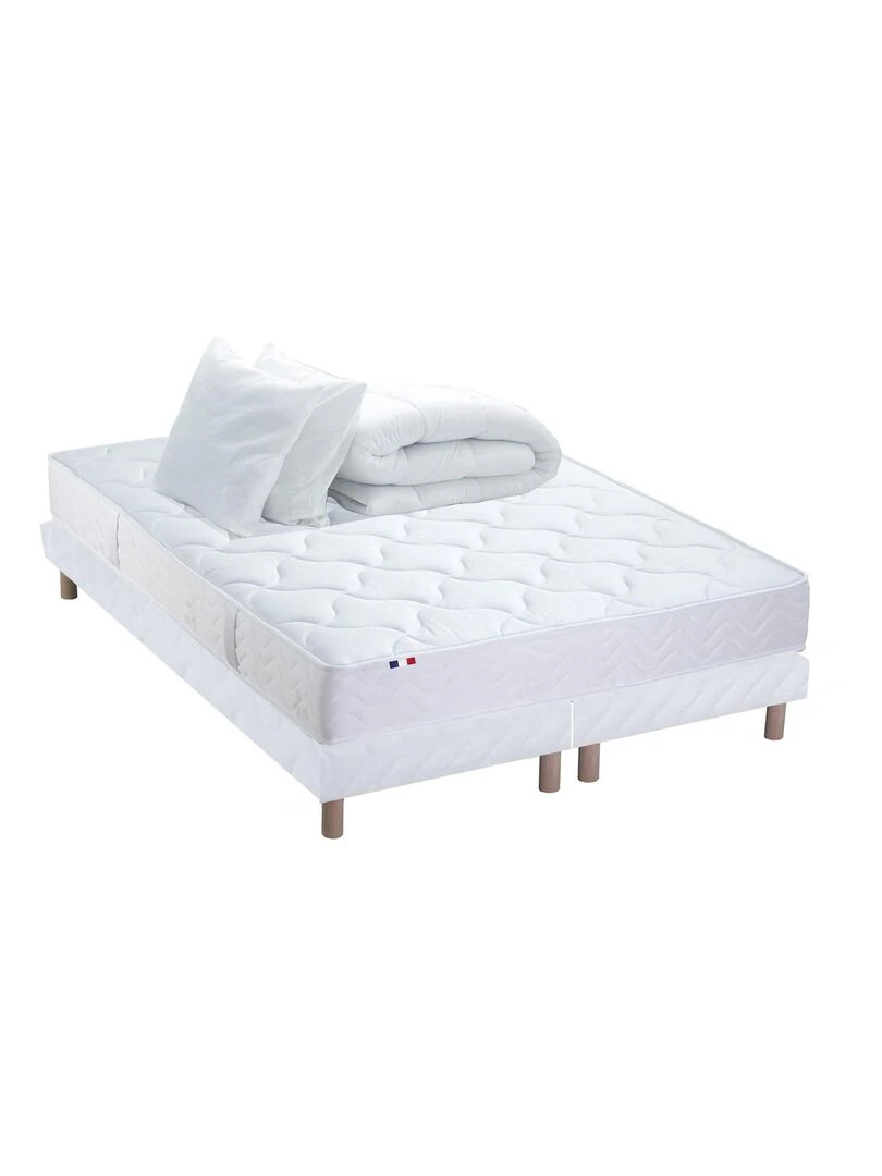 Pack ASTRE Ensemble Matelas Ressorts + Sommier + Couette + Oreillers 2x80 x 200 cm N/A