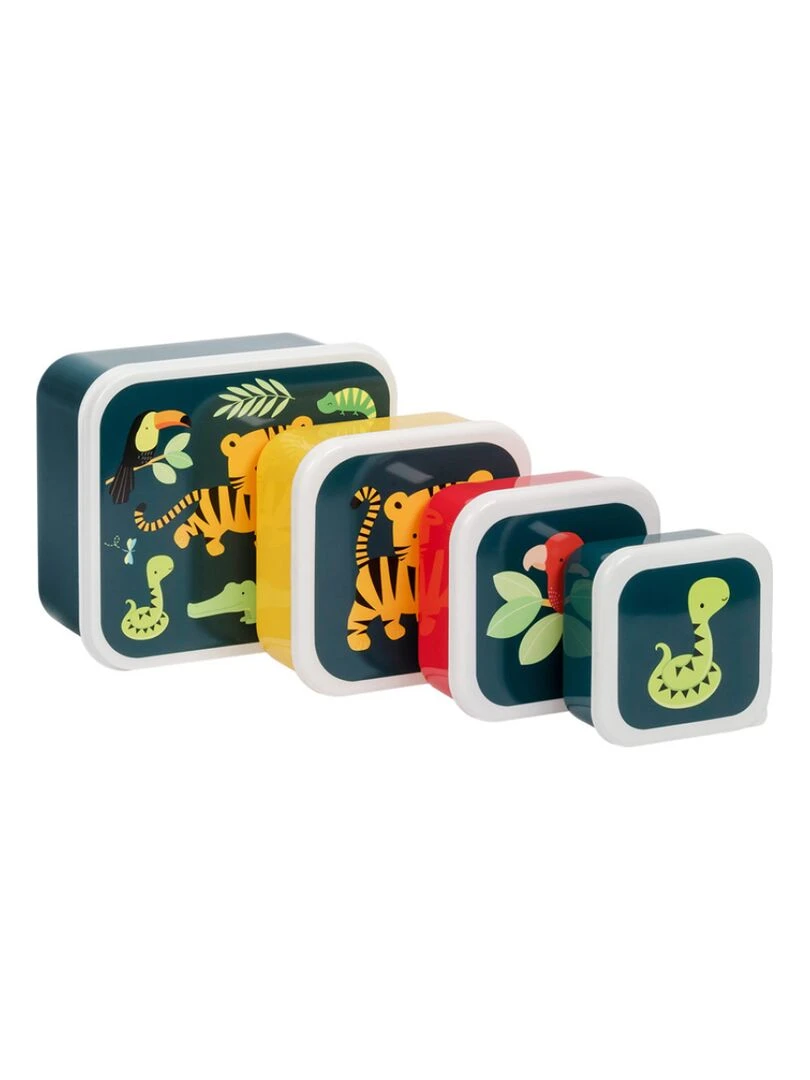 Lot de 4 boîtes à goûter Tigre Vert