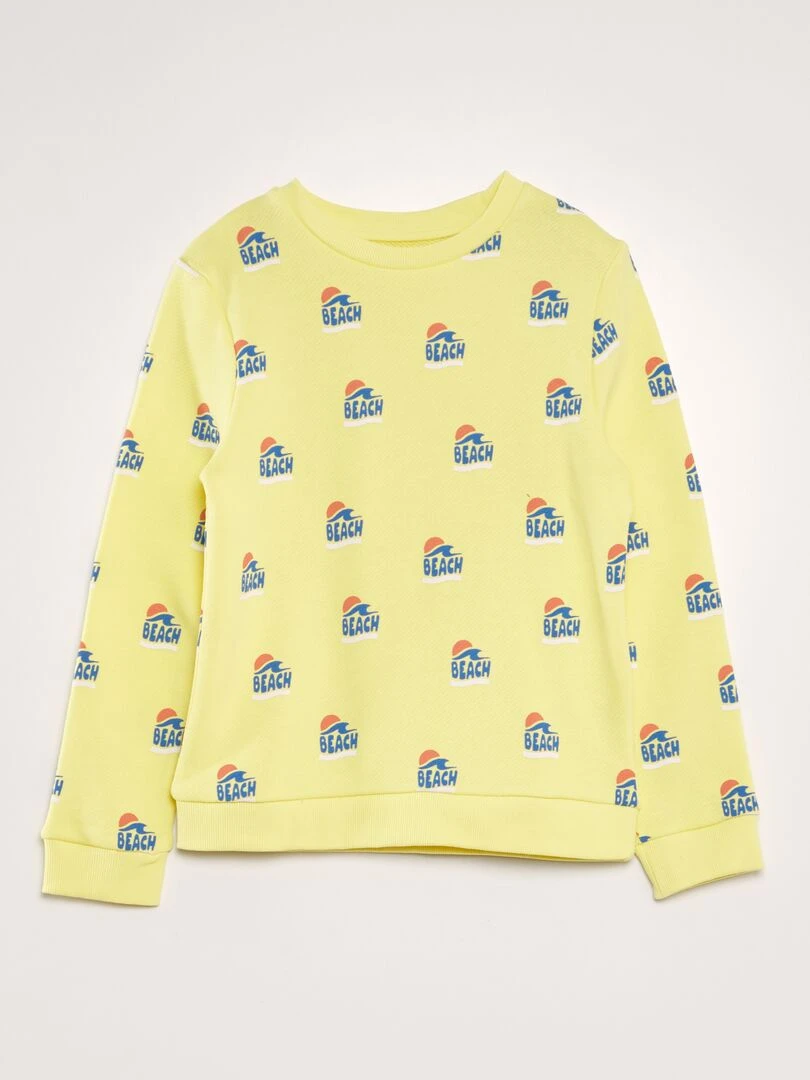 Sweat imprimé en french terry Jaune