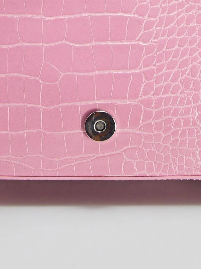 Sac porté épaule effet croco   Rose
