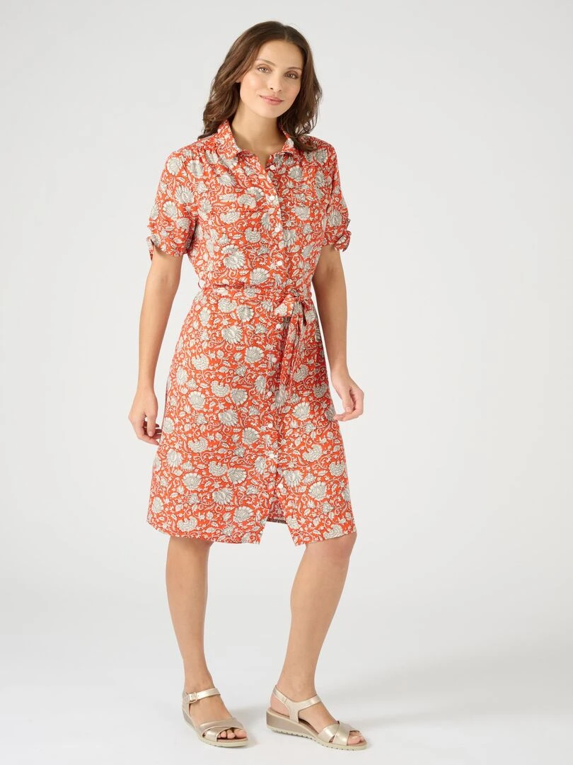 Robe chemise fibres pure viscose Lenzing(TM) EcoVero(TM)   Damart   Rouge