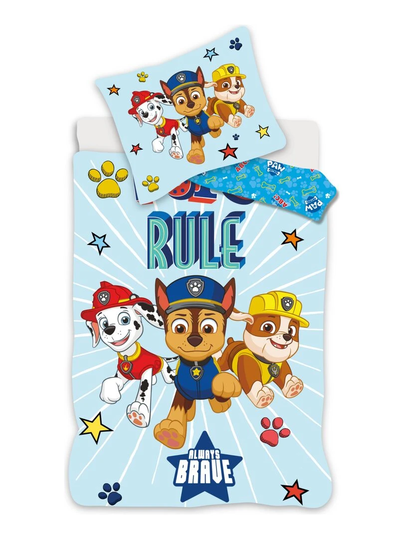 Parure de Lit Bébé Coton Réversible Chase Brave Bleu