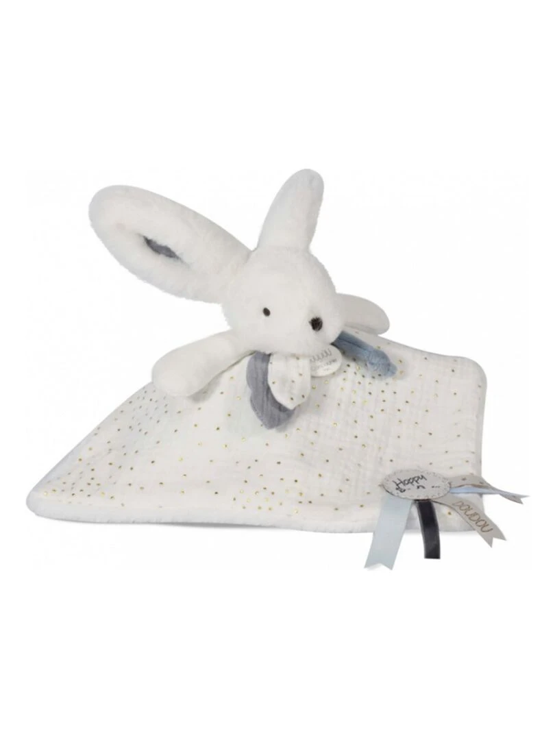 Doudou plat avec coffret lapin bleu Happy Glossy   N/A