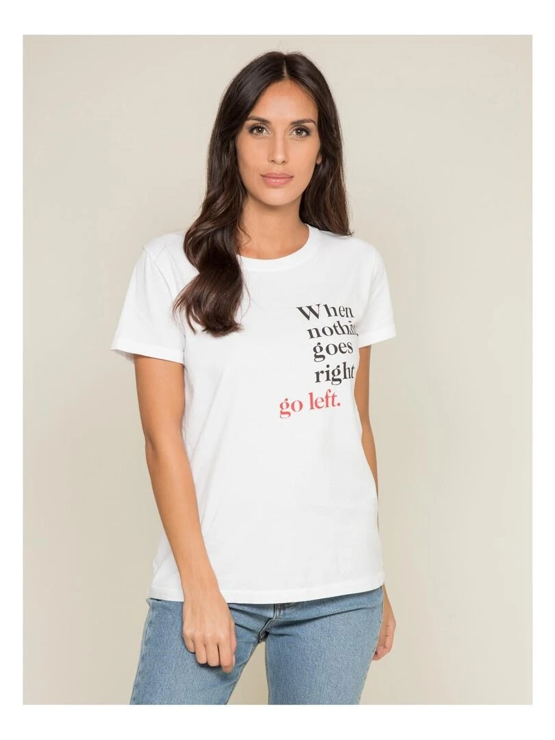 T shirt col rond message FIBEXO Blanc