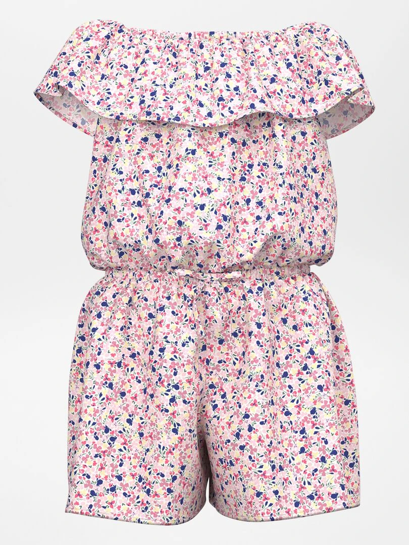 Combi short à haut volanté Rose