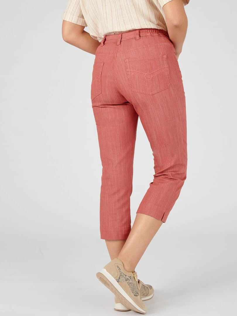 Pantacourt toile extensible   Damart   Rose