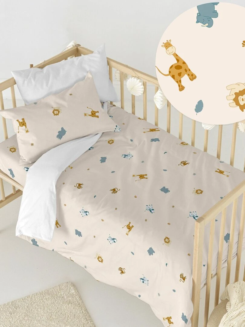 Parure housse de couette 2 pièces Animals "Happyfriday" Blanc