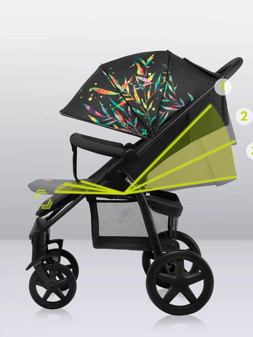 LIONELO Annet Plus Poussette canne universelle Jusqu'à 22 kg Dreamin' Noir Vert Bleu