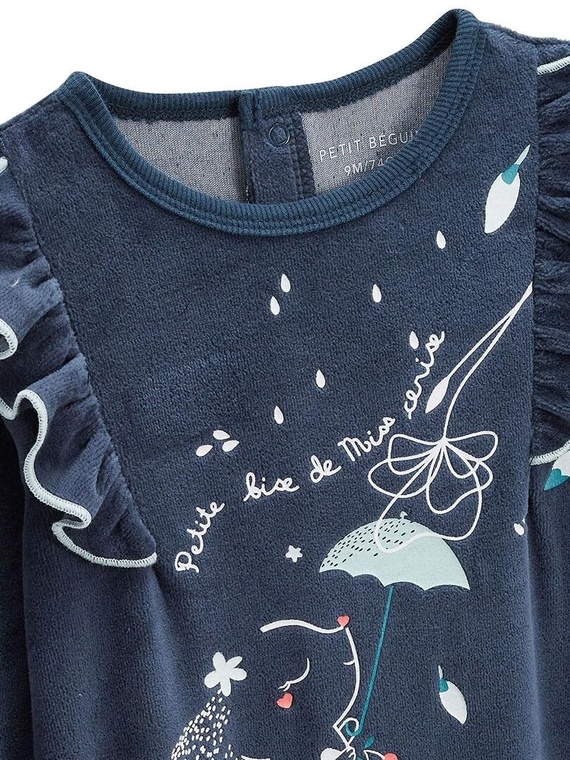 Pyjama bébé en velours Misscerise   Bleu
