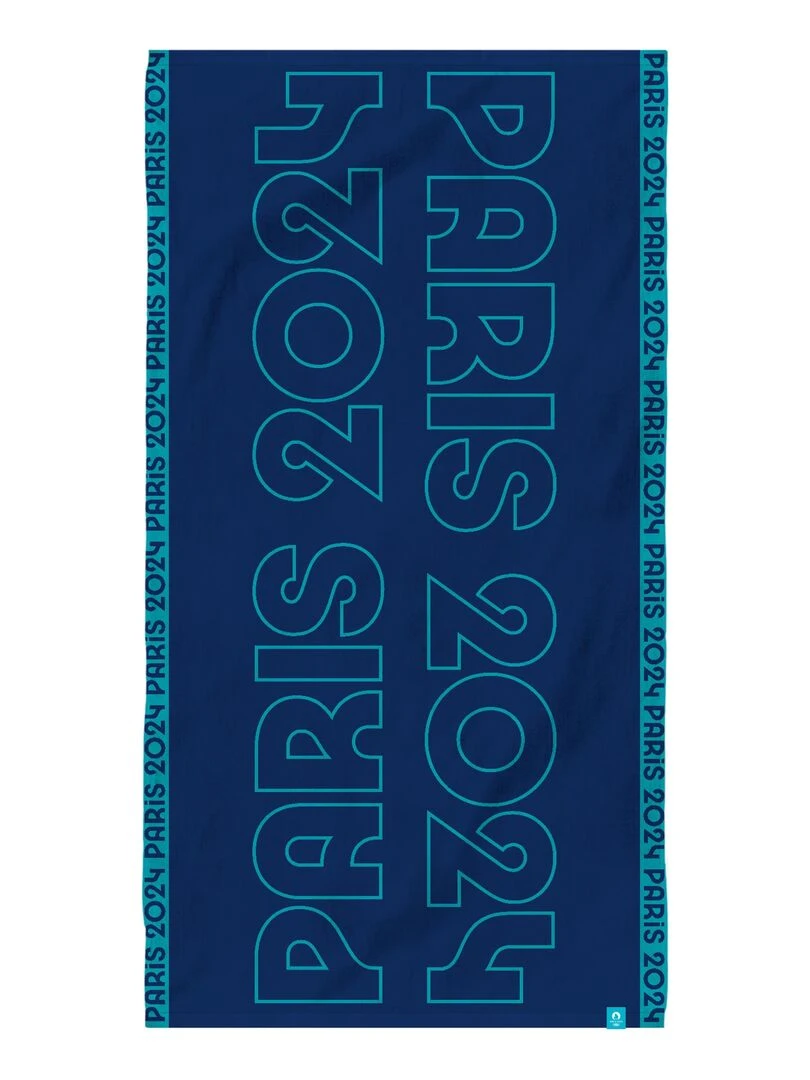 Serviette jacquard 100% coton PARIS 2024 JEUX OLYMPIQUES TYPOS Bleu marine