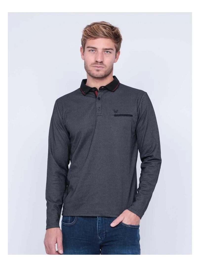 Polo manches longues pur coton PALFRED Noir