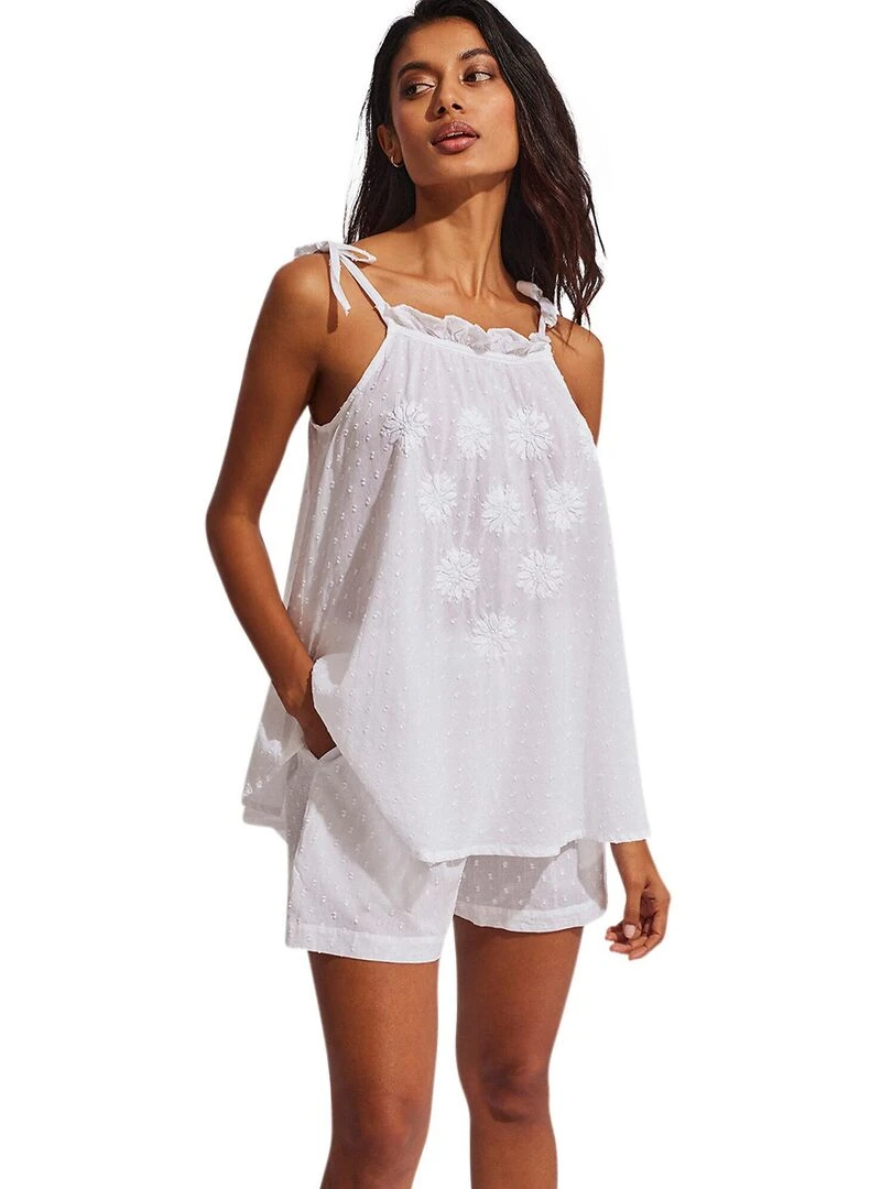 Pyjama short débardeur Homewear P80 Blanc