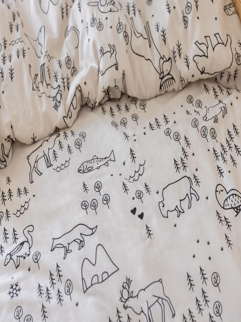 Parure housse de couette + taie Into the wild   Blanc