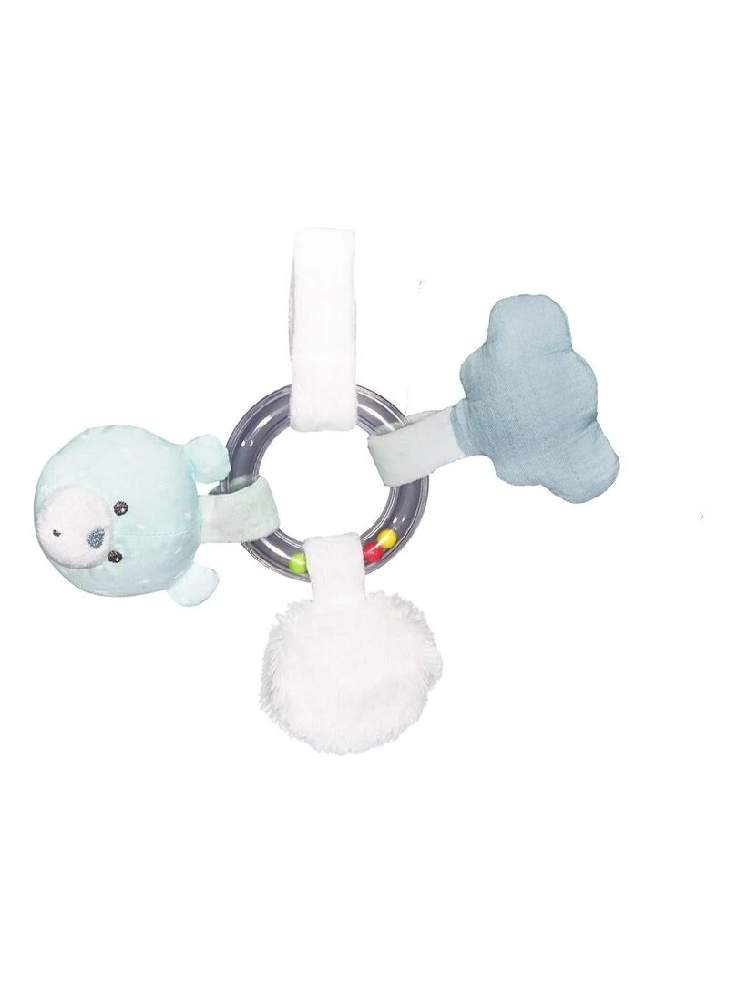Hochet en velours SAUTHON Blanc Bleu