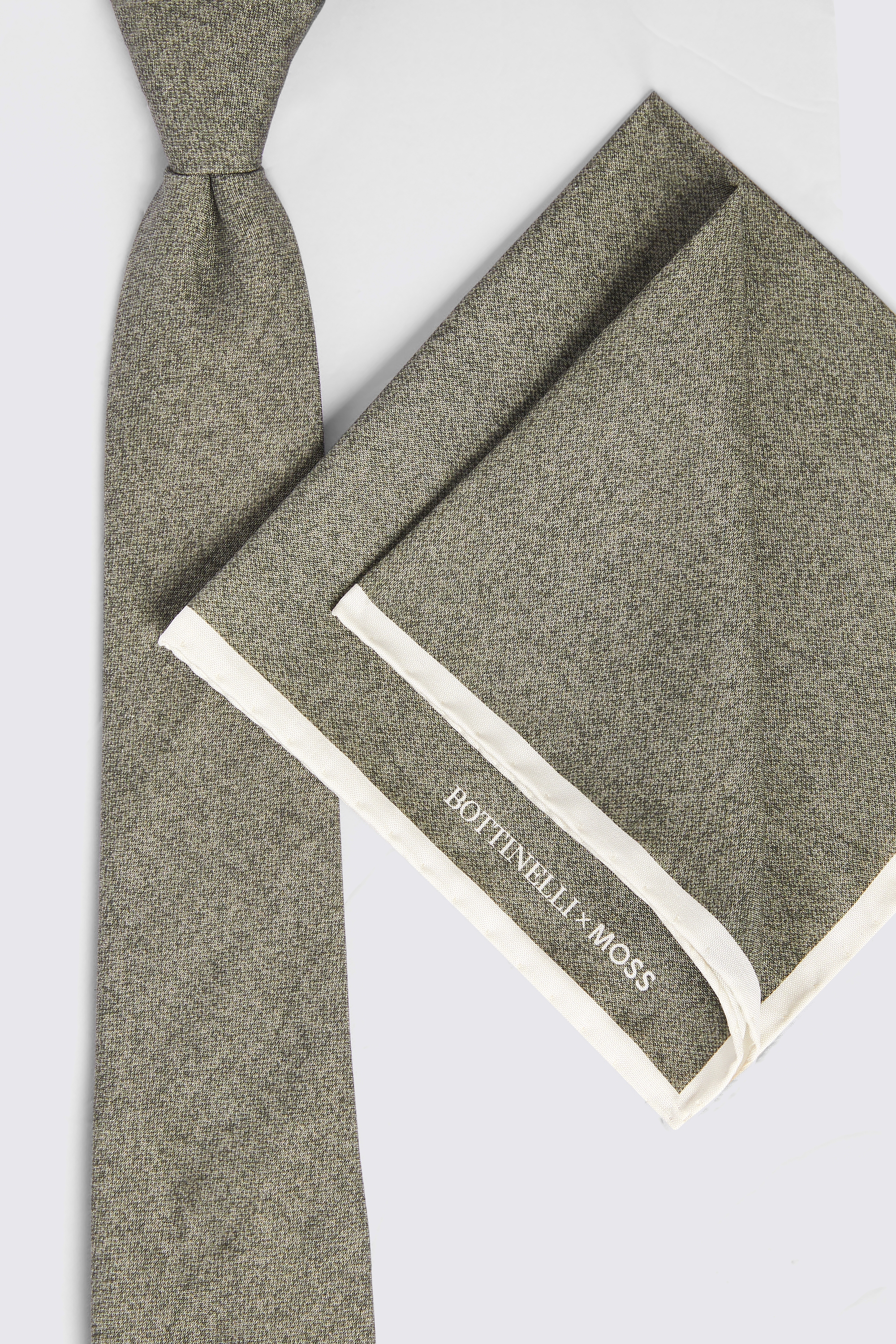 Bottinelli Sage Silk Semi-Plain Tie    Buy Online at Moss