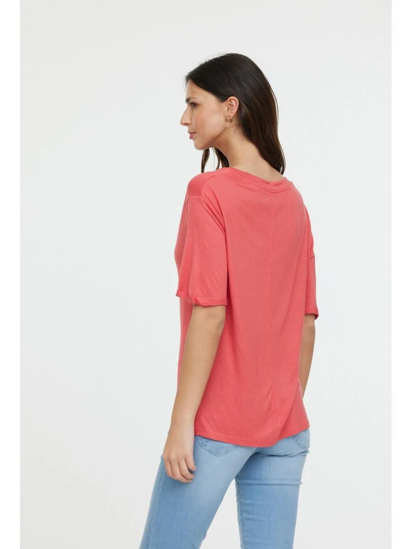 Lee Cooper   T Shirt manches courtes viscose regular ADOUNA M   Rouge