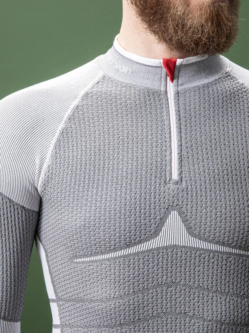 T shirt col zippé Energy Thermolactyl 4 homme DamartSport Gris clair