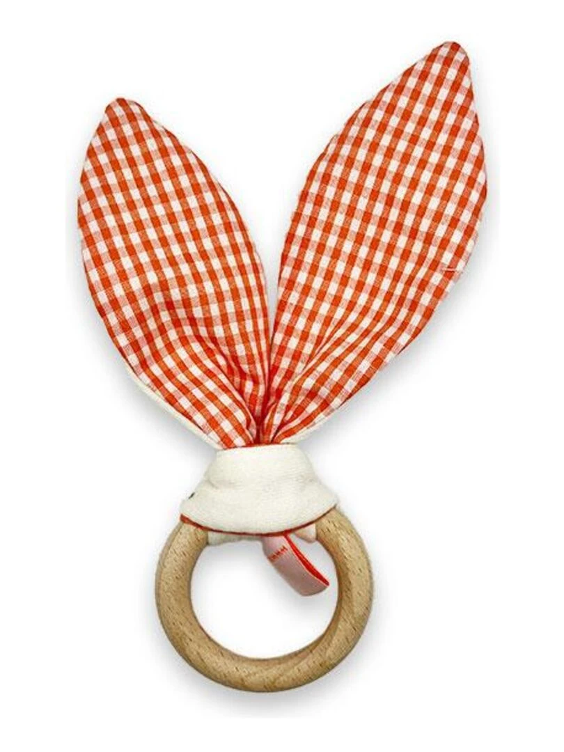 Anneau de Dentition en Coton Bio Vichy Orange