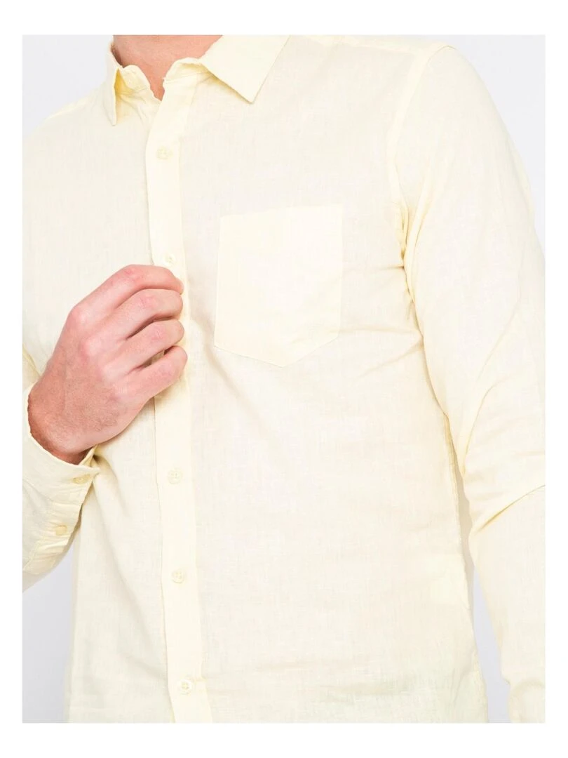 Chemise manches longues lin et coton DALICOT   Jaune