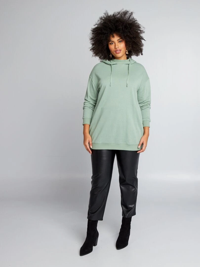 Sweat long à capuche Vert