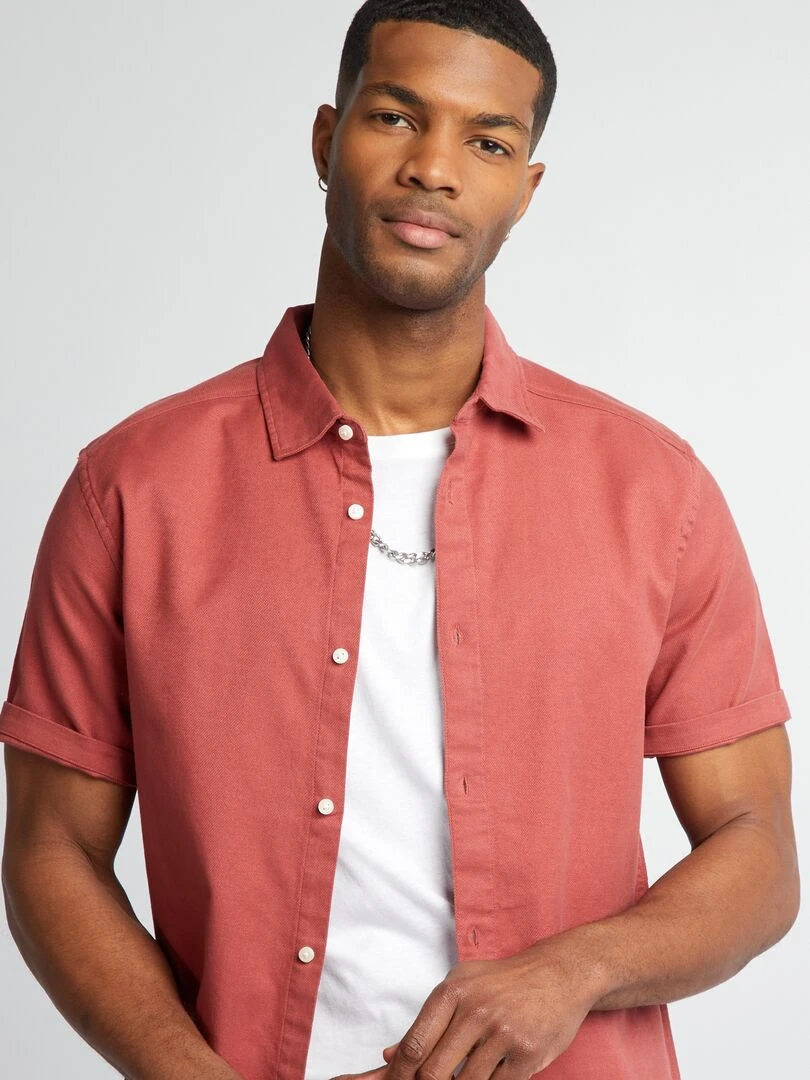 Chemise épaisse à manches courtes   Brique