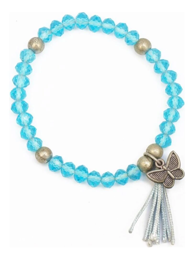 Bracelet perles cristal et breloque papillon  Bijoucolor   Bleu