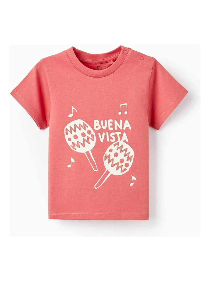 T Shirt De Coton Pour Bébé Garçon 'Maracas' manches courtes Rose