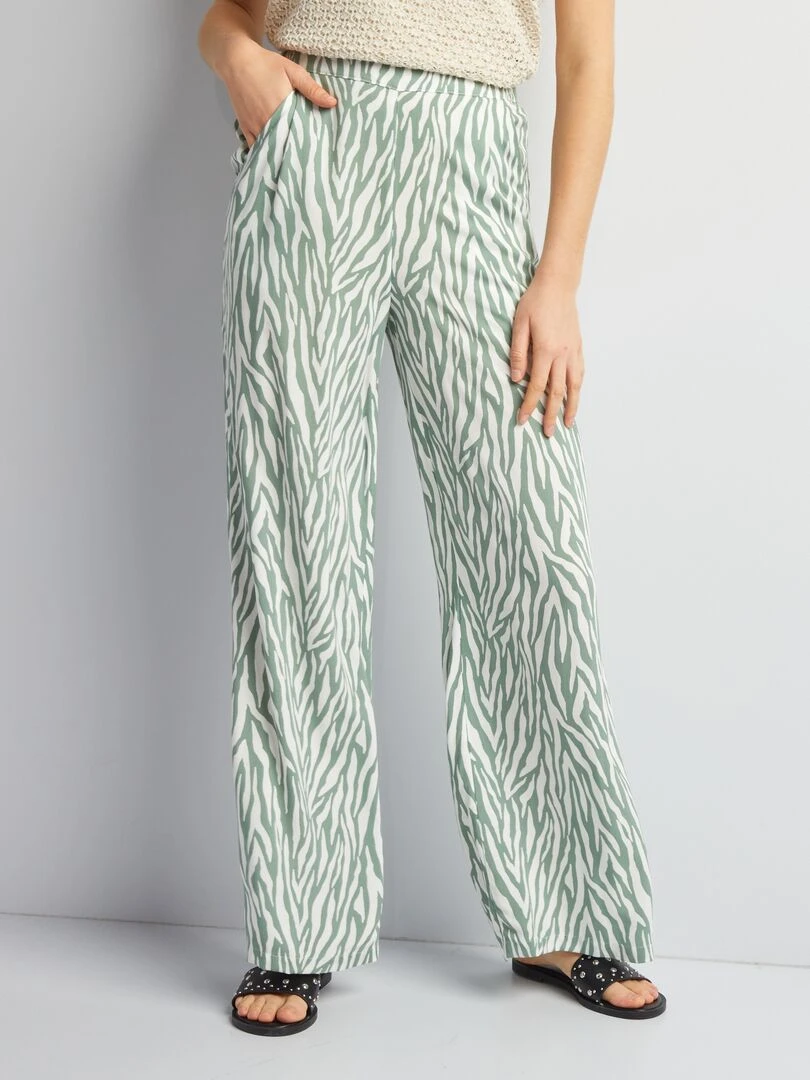 Pantalon large imprimé Vert clair