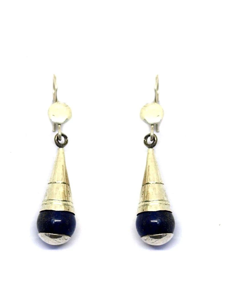 boucles d'oreille ethnique en lapis lazuli Bijoucolor Bleu