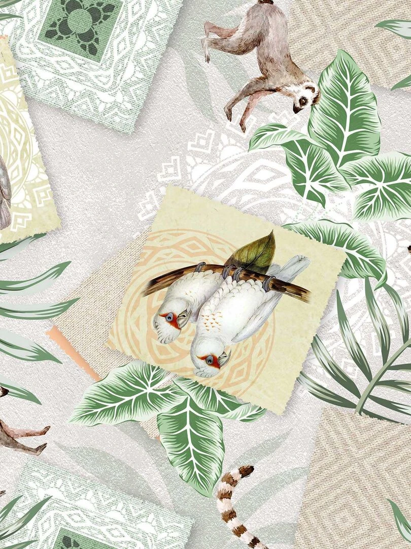 Nappe Toile cirée au mètre Animaux exotique oselys Beige