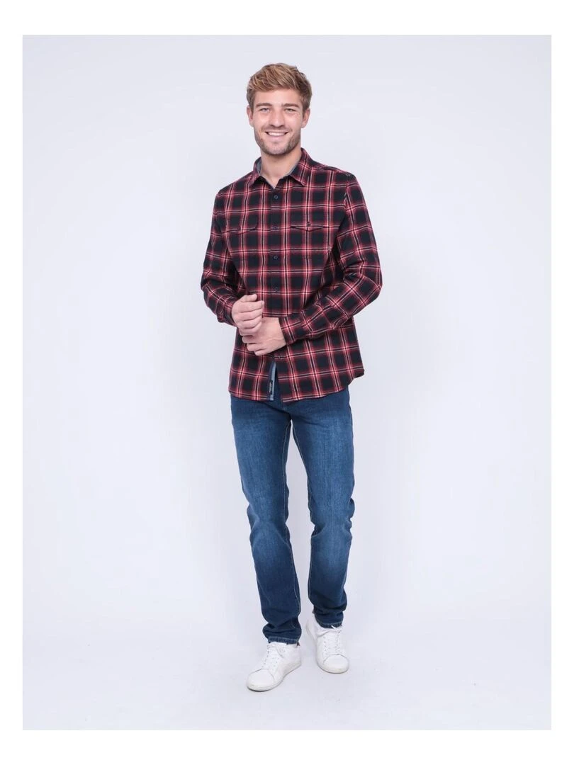 Chemise manches longues carreaux TORIKO   Bordeaux