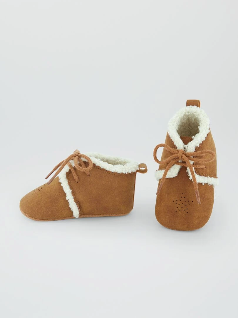 Bottines en daim fourrée   Camel