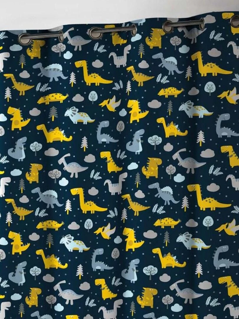 Rideau à œillets 140x240 Dinoblue microfibre Bleu