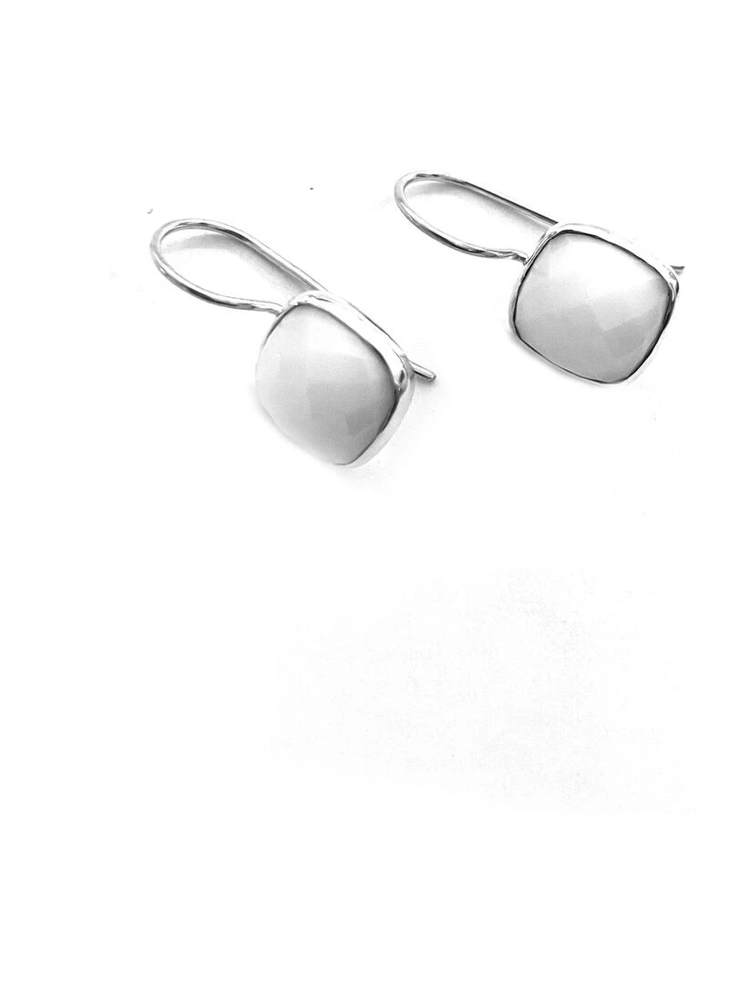 Boucles d'oreille agate Bijoucolor Blanc