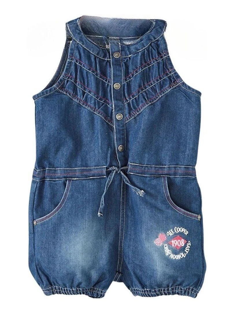 Lee Cooper Combishort fille imprimé logo en coton Bleu marine