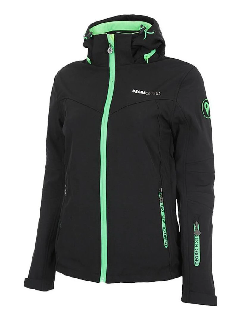 Blouson softshell femme AMALON   DEGRE CELSIUS   Noir Vert