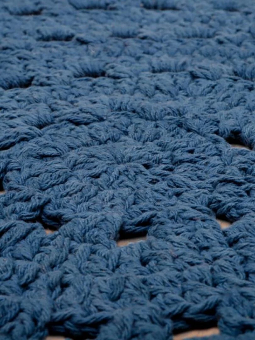 Tapis lavable rond Alma crochet bleu (120 cm)   Bleu