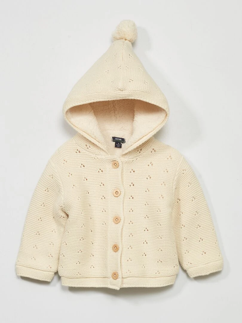 Gilet en tricot avec doublure sherpa Blanc