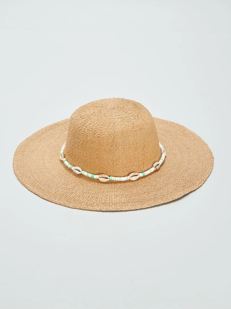 Chapeau avec perles Beige