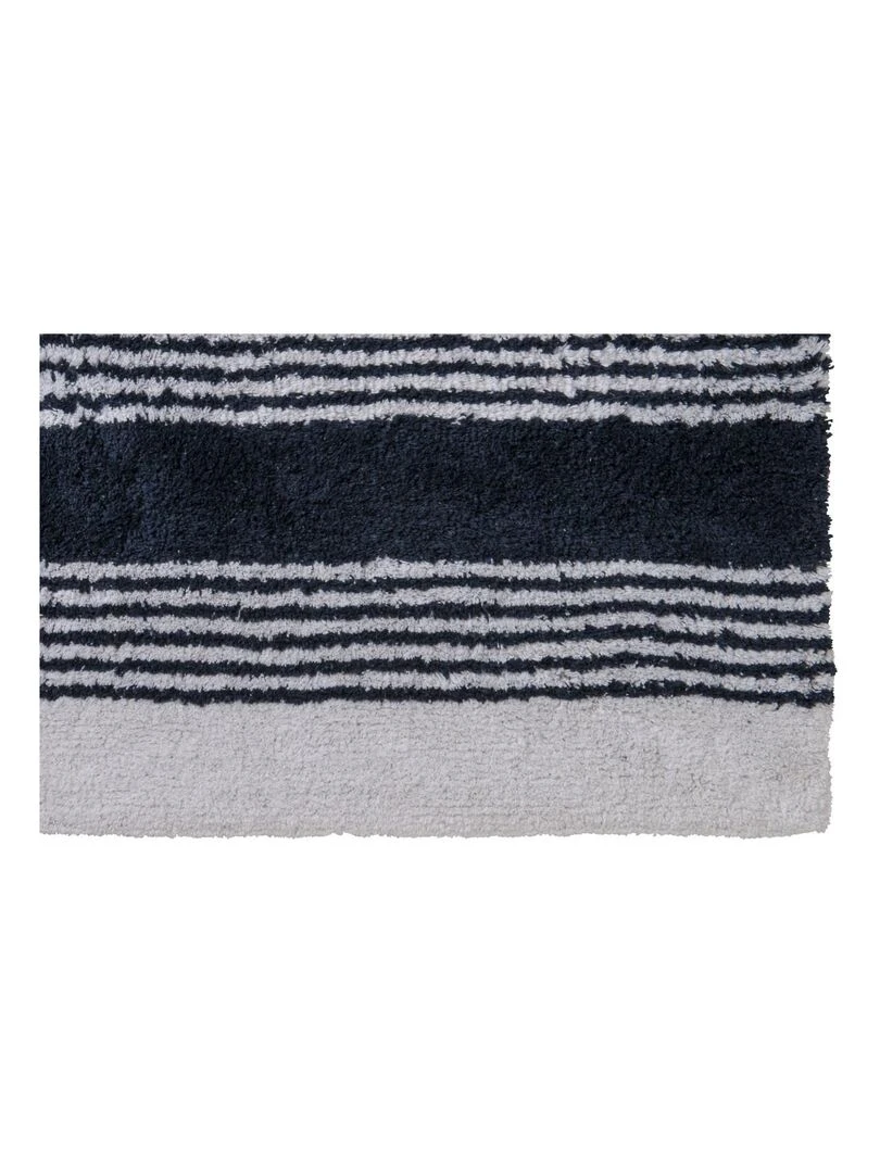 Guy Levasseur Tapis de bain en coton fantaisie blanc et bleu Bleu