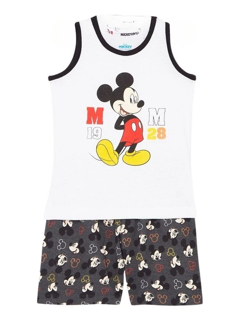 Disney Ensemble T shirt short garçon Imprimé Mickey Noir