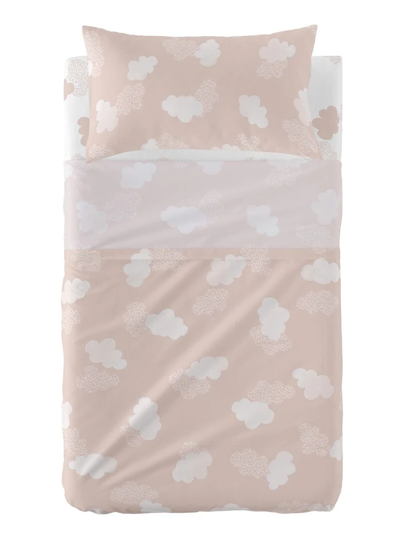Parure de lit 2 pièces Clouds Berceau "Happyfriday"   Rose